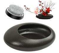 Ikebana - Kit per vaso per fiori a forma di rana, in ceramica, per composizioni floreali (marrone scuro, misura grande)