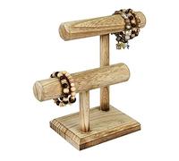 Ikee Design 2 livelli di legno gioielli braccialetto orologio torre, braccialetto scrunchie collana titolare stand di stoccaggio, 7 3/4 "W x 4 1/4" D x 9 1/2" H, colore quercia