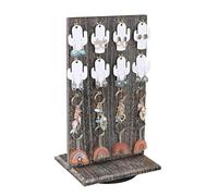 Ikee Design Espositore girevole in legno per gioielli, organizer rotante con 32 ganci per negozio, espositore per orecchini portachiavi con ganci, colore caffè, 9 L x 7,5 P x 16,5 H in