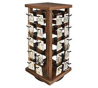 Ikee Design - Espositore girevole per gioielli in legno a 5 ripiani, facile da montare, con 42 ganci rimovibili, espositore per orecchini, biglietti, negozi, vetrine, fiere e casa, colore marrone