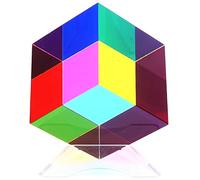 iKeelo Color Cube (60 mm) con Supporto, Cubo Magico di Colori in Acrilico, Giocattolo di Fisica Ottica per l'apprendimento delle Scienze e la Decorazione della Scrivania
