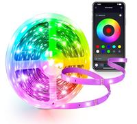 IKERY Tira de LED RGB Led Striscia Dimmerabile, RGB 5050 Multicolore Led Illuminazione per Letto,LED strip music sync controlable a través de la aplicación Bluetooth, LED tape light chain, festival