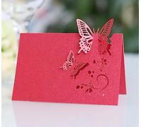 iKesoce 50 Pezzi Segnaposti di Farfalla Rosso Cartellini Segnaposto da Tavolo Matrimonio Segnatavolo Carta per Comunione Battesimo