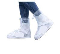 IKFGTJRE Copriscarpe Impermeabili Copriscarpe antipioggia in silicone da 22 cm, cordino elastico, impermeabili, antiscivolo, resistenti all'usura, for la stagione delle piogge(White,XL)