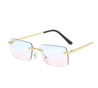 IKFGTJRE Occhiali da Sole Moda Rettangolo Occhiali da Sole Donna Uomo Senza Montatura Piccoli Occhiali da Sole Donna Uomo Gafas De Sol Occhiali Occhiali Tonalità UV400(With pouch and cloth,Yellow)