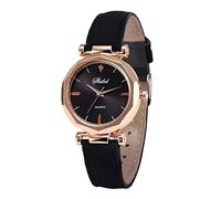 IKFIVQD Orologio da polso in pelle Orologio casual analogico cristallo donna moda quarzo lusso orologio da donna parlando orologio per le donne, Nero , misura unica