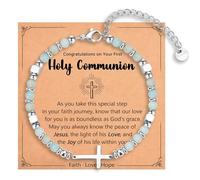 IKIATY Braccialetto religioso con croce per donne e ragazze, regalo cristiano per figlia, nipote, sorella in Cristo, amica, nipote, per compleanno, Natale, Pasqua, San Valentino, laurea, adjustable,