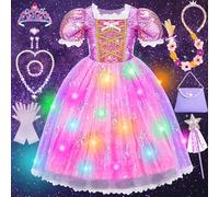 iKidiki Regalo Bambina 3 4 5 6 Anni, LED Luminoso Raperonzolo Vestito Bambinas Principessa Regali Compleanno Bimba 3-6 Anni Costume Principessa Carnevale Bimbas Natale Halloween