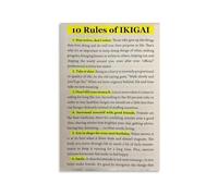 Ikigai Guide Poster - Ten Rules of Philosophy for Mindfulness and Personal Growth Wall-Art(Framed,16x24inch(40x60cm))