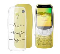 Ikiiqii Cover per Nokia 3210 2024 (2.40") + (2 pezzi) Vetro Temperato, Custodia per Antiurto Antigraffio Protettiva Case Ultra Sottile Silicone Custodie + Pellicola - Testo minimalista