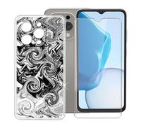 Ikiiqii Custodia per Doogee N55 Pro (6.56") + Vetro Temperato, Cover Antiurto Antiscivolo Morbido Silicone Clear Case Bumper Protettiva per Doogee N55 Pro - Inchiostro