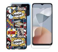 Ikiiqii Custodia per ZTE Blade A54 (6.60") + Vetro Temperato, Cover Antiurto Antiscivolo Morbido Silicone Black Case Bumper Protettiva per ZTE Blade A54 - Sorpresa
