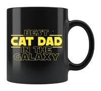 IKJHG Tazza da caffè con scritta "Best Cat Dad in the Galaxy", 325 ml, regalo per papà e gatto
