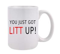 IKJHG You Just Got Litt Up Tazza da caffè Louis Litt Tazza adatta per fan di spettacoli televisivi, regali per amanti, regali di Natale con elefante bianco, per capo, colleghi, amici, bianco, 325 ml
