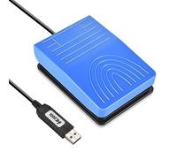 iKKEGOL - Interruttore a pedale USB per videogiochi, PC, vivavoce, programma di controllo a una chiave, tastiera per computer, mouse, tastiera HID con cavo da 2 m, blu