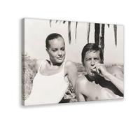 IKNBQIZH Poster su tela di Romy Schneider e Alain Delon, decorazione artistica da parete per soggiorno, camera da letto, 40 x 60 cm