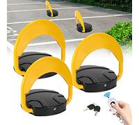 Ikodm 3 pezzi di blocco del parcheggio pieghevole con telecomando e 6 chiavi, anticollisione 180°IP67, telecomando da 20 m, capacità di carico 4T, colore giallo