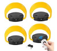 Ikodm 4 pezzi blocco parcheggio pieghevole pali di intercettazione con telecomando e 8 chiavi, anticollisione 180°IP67, telecomando da 20 m, capacità di carico 4T, colore giallo