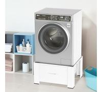 Ikodm 62,5 x 54,5 x 32,5 cm, 2 x base per lavatrice con cassetto, base per lavatrice, base in acciaio, base per lavatrice fino a 150 kg, colore bianco