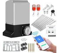 Ikodm 800KG 370W Motore Cancello Scorrevole, Smart Kit Automazione Cancello Scorrevole per Porte Fino 12m con 2 Telecomandi, Cremagliera 4M e funzione di chiusura automatica per Garage