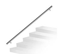 Ikodm Corrimano in acciaio inox, ringhiera da parete, per scale, 140 cm, Ø 42 mm, per interni ed esterni con supporti a parete, materiale di montaggio
