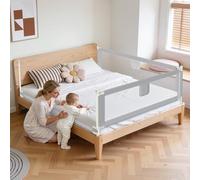 Ikodm Griglia di protezione per letto per bambini, 150 cm e 180 cm, altezza regolabile da 64 a 96 cm, protezione contro le cadute, per lettino, per bambini, colore: grigio