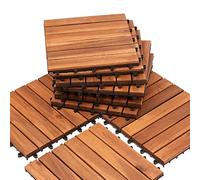 Ikodm Piastrelle per Pavimenti, Piastrelle in legno di acacia 3 m²-30 x 30 cm Piastrelle per Esternoda 6 assi ciascuna, Mattonelle per Balconi Esterni, Giardino, Terrazzo