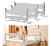 Ikodm Protezione contro le cadute, letto a molle, 200 cm, griglia del letto regolabile in altezza 72-86 cm, pieghevole a 180 gradi, rete traspirante, facile da montare, grigio