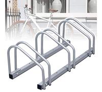 Ikodm Rastrelliera per Biciclette, Rastrelliera Portabici per Pneumatici 35-55 mm, Installazione a pavimento e parete, 3 Posti, Argento, 26 x 70,5 x 32 cm