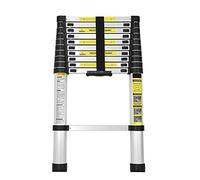 Ikodm Scala telescopica in alluminio, 3,2 m, scala allungabile, multiuso, 11 pioli, antiscivolo, portata 150 kg