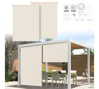 Ikodm Tenda da sole verticale, 100 x 240 cm, tenda da sole per balcone, tenda da sole, protezione dal vento, tenda laterale, resistente alle intemperie, per balcone, terrazza, giardino, beige