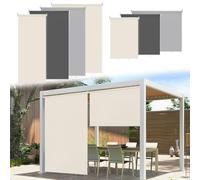 Ikodm Tenda da sole verticale per esterni, 180 x 140 cm, tenda da sole per balcone, ombreggiatura e privacy, da balcone, verticale, ombreggiatura interna, 2 pezzi, beige