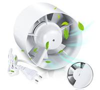 Ikodm Ventilatore tubolare da 100 mm, 130 m3/h, con valvola di ritegno e spina europea, alta qualità, silenzioso, per bagno, WC, cucina, serra, tenda, garage, bianco (GOL-8882-M1c)