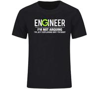IKOKO Engineer I'm Not Arguing Funny Engineering Unisex 100% Cotton Short-Sleeve T-Shirts Black XXXL