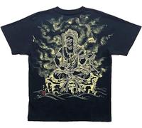 IKOKO Fudo Myo O White Black Buddhist Zen Japanese Sumi E Art Unisex 100% Cotton Short-Sleeve T-Shirts Black XXL
