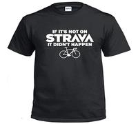 IKOKO If It's Not on Strava it Didn't Happen Cyclisme Unisex 100% Cotton Short-Sleeve T-Shirts Black L