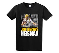 IKOKO Joe Burrow Joe Knows Heisman Action Shot Football Fan Unisex 100% Cotton Short-Sleeve T-Shirts Black S