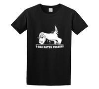 IKOKO Rex Hates Pushup Funny Graphic with Humor That Always Gets A Laugh Unisex 100% Cotton Short-Sleeve T-Shirts Black XL