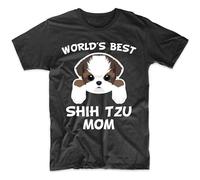IKOKO Shih Tzu Mom Shirt - World's Best Dog Owner Unisex 100% Cotton Short-Sleeve T-Shirts Black L