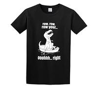 IKOKO Tyrannosaura Rex Row Row Your Ooohhh...Right Unisex 100% Cotton Short-Sleeve T-Shirts Black L