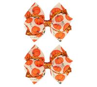 IKOLA - Fiocchi per capelli per ragazze, fermagli per capelli a forma di zucca arancione, realizzati a mano, con nastro in grosgrain antiscivolo, forcine per capelli a coccodrillo | Accessori per
