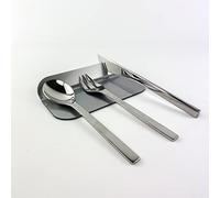 IKONA, Poggia Posate da Tavolo in Plexiglass/Appoggio Posate da Tavola, Set 6 pz, Design Elegante e Funzionale, Idea Regalo Elegante per Mise En Place, Colore Argento, Large - 16x11cm, Made in Italy