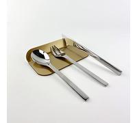 IKONA, Poggia Posate da Tavolo in Plexiglass/Appoggio Posate da Tavola, Set 6 pz, Design Elegante e Funzionale, Idea Regalo Elegante per Mise En Place, Colore Oro, Large, 16 x 11 cm, Made in Italy