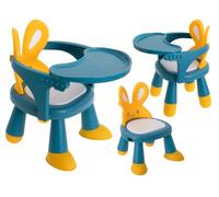ikonka Sedia per alimentazione a forma di coniglio Design ergonomico Seduta confortevole con cuscino Regolazione delle gambe a 2 livelli Peso massimo 30 kg Colore Giallo Blu