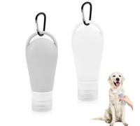 IKOPFLN 2 Pcs 90ml Bottiglie da Viaggio, Tubi per Can in Silicone di Alimentazione con Moschettone, i per Articoli da Toeletta Shampoo Lozione Liquidi Balsamo - Bianco + Grigio chiaro