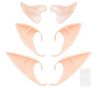 IKOPFLN 3 Paia di Orecchie Elfiche in Lattice di Diverse Dimensioni e Adesivi per Fissaggio,Set Orecchie da Elfo Cosplay - Accessori per Costume da Elfo,per Halloween, Natale, Feste e Cosplay