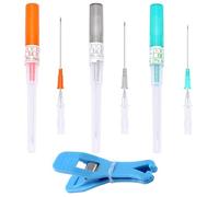 IKOPFLN 3 PCS Aghi per piercing set con una clip blu, 14G 16G 18G Catetere aghi piercing cava orecchio naso pancia labbro capezzolo Piercing acciaio inox sterilizzato aghi piercing Kit