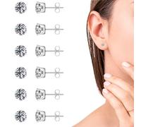IKOPFLN 6 Paia Set di Orecchini d'argento,Set Orecchini 2mm Nichel Free Anallergici Donna,Orecchini Punto Luce Zirconi Acciaio Chirurgico,per Donna Uomo