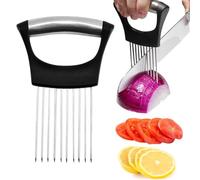 IKOPFLN Ago Cipolla Acciaio,1 pezzo Cipolla Titolare,Cipolla Titolare Affettatrice,Forchetta Cipolla Acciaio per Verdure Affettatrice,Aiuti per Affettare Forchetta Sicura