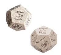 IKOPFLN Set di Dadi Decisionali in Legno, Gioco di Dadi con 12 Cibi Diversi per Decidere Cosa Mangiare, Gioco per Tempo Libero e Attività, Divertente Cubo per Cucinare e Scegliere Pasti